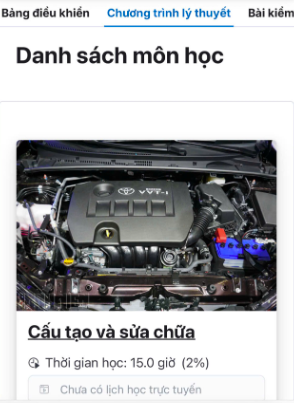 Chọn môn học trên hệ thống LMS