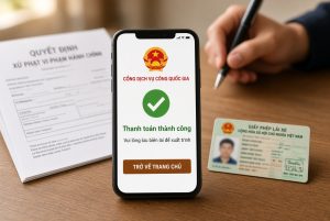 Nộp phạt trực tuyến trên Cổng Dịch vụ công Quốc gia rồi lưu biên lai trước ngày sát hạch.