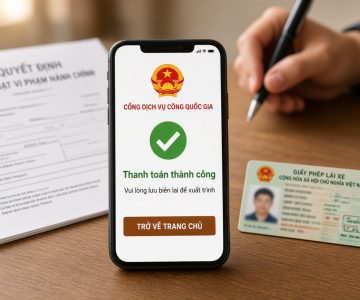 Nộp phạt trực tuyến trên Cổng Dịch vụ công Quốc gia rồi lưu biên lai trước ngày sát hạch.