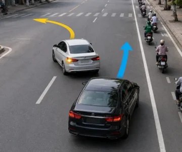 Vượt phải xe có tín hiệu rẽ trái