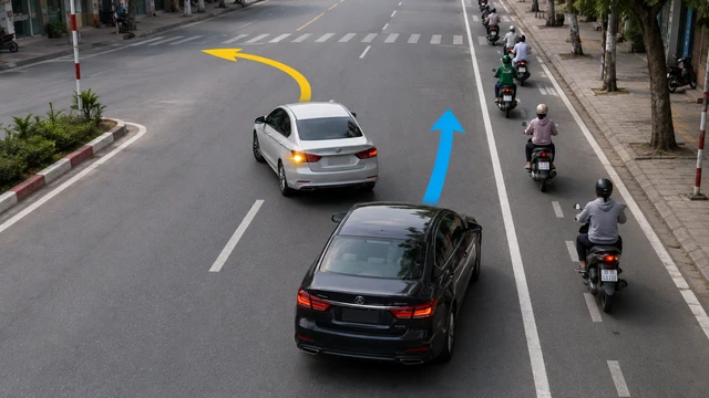 Vượt phải xe có tín hiệu rẽ trái