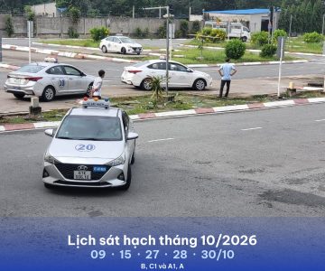 Lịch sát hạch tháng 10/2026 cho học viên Tư thục Bình Dương